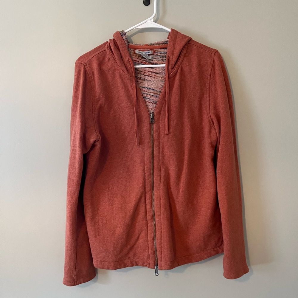 carbon2cobalt woman’s orange zip hoodie/jacket